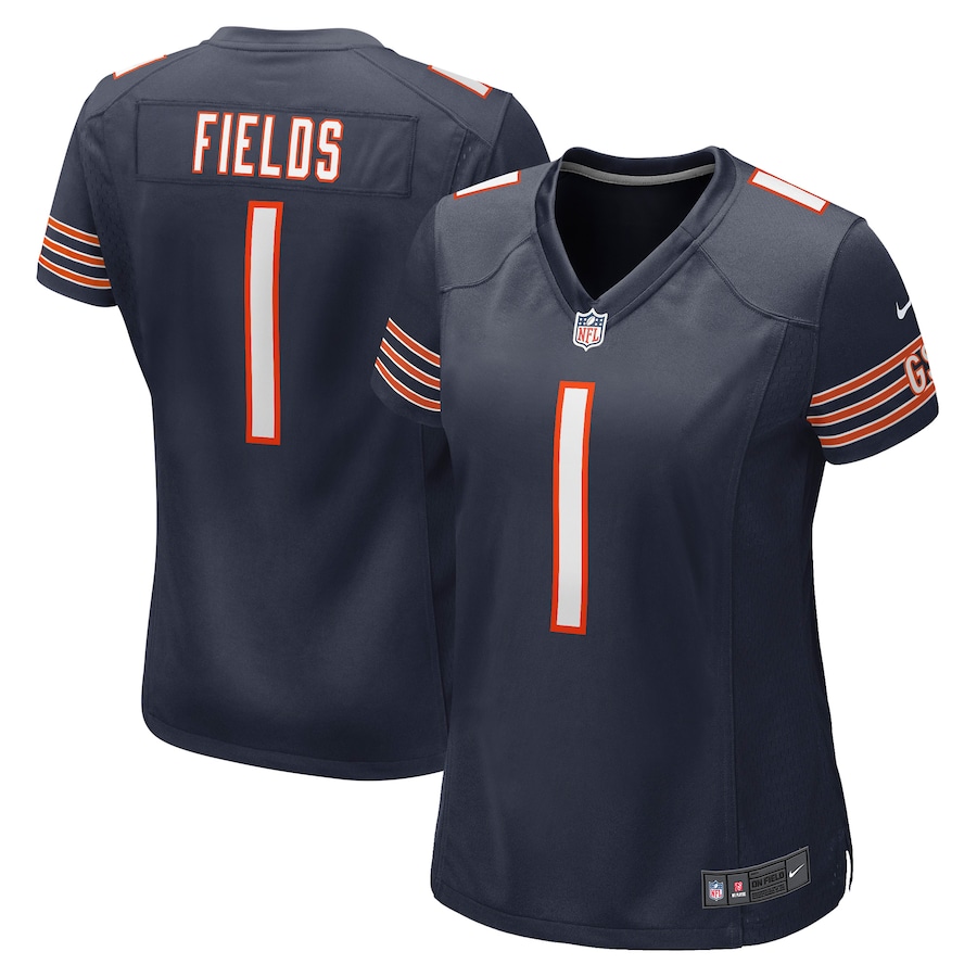 Women Chicago Bears Justin Fields Nike Navy 2021 NFL Draft First Round Pick Game Jersey->women nfl jersey->Women Jersey